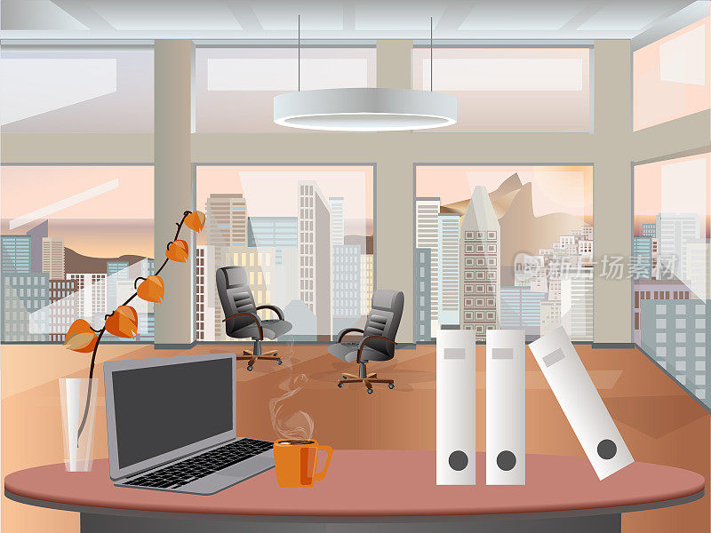 Office workplace interior design. Business objects, elements & equipment.